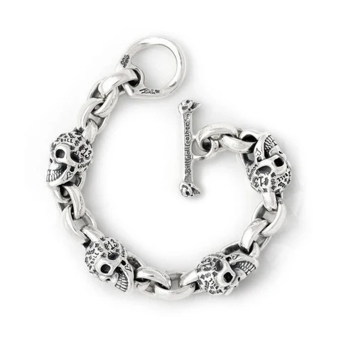 BWL - B597 Graffiti Vintage Skull Chain Link Bracelet2