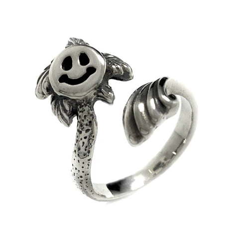 アクセサリー Bill Wall Leather Custom Wave Ring BWL Ring for unisex | Bill Wall Leather Palm Tree Happy Face