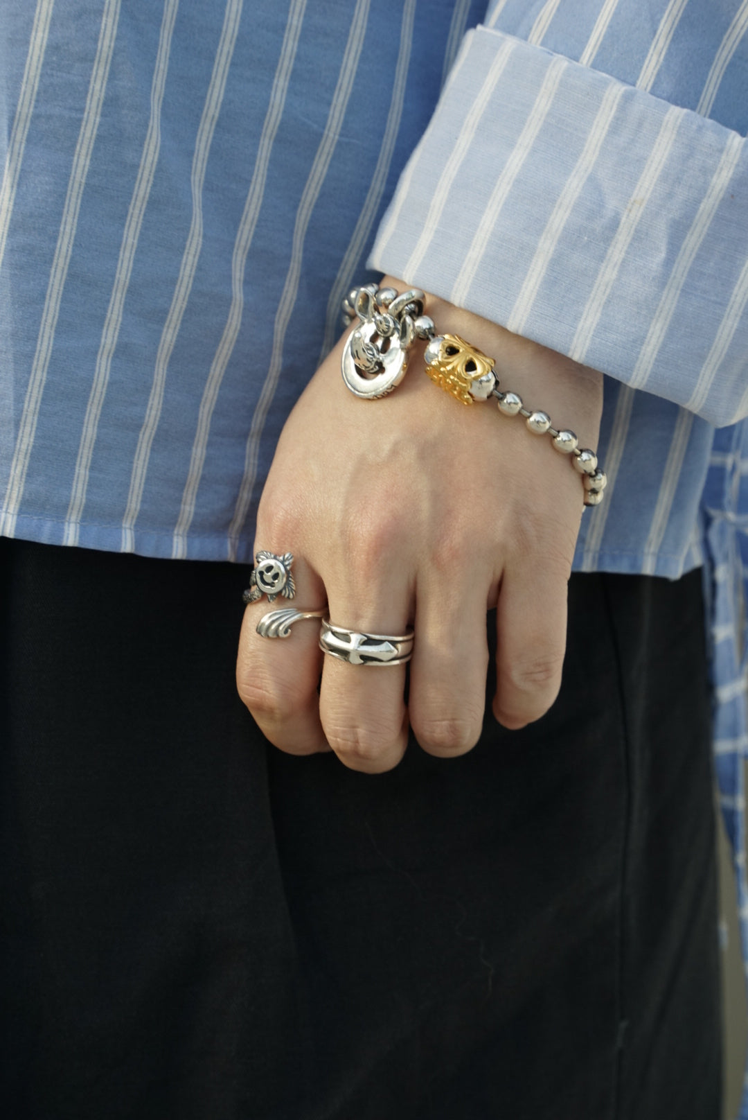 BWL Ring for unisex | Bill Wall Leather Palm Tree Happy Face