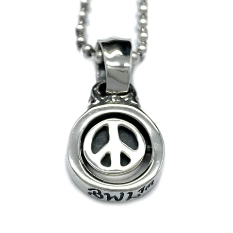 BWl - C391 Rotating Peace/Happy Face Charm With Ball Chain 2