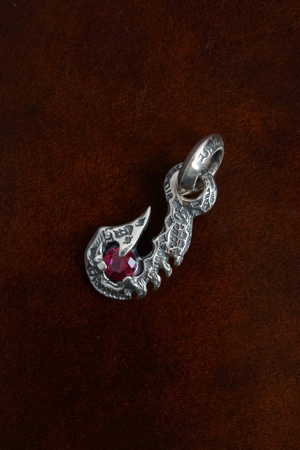 C368 Graffiti Fish Hook With Gemstone Charm