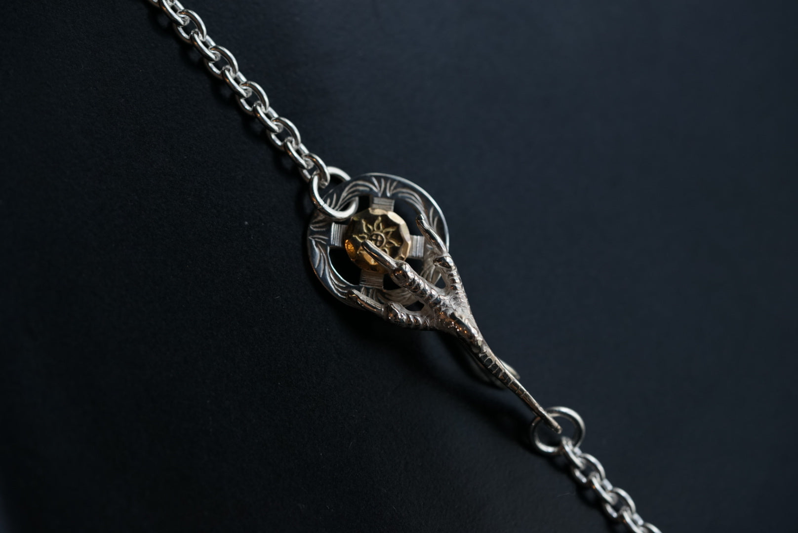 Albatory Silver Claw 18K RG Gold Point Wheel Chain Set