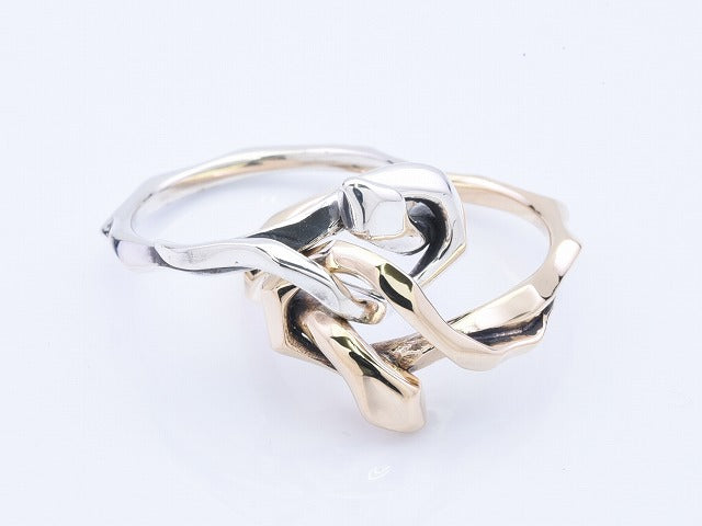 Deal Design - Knot Snake 10K Gold Combi Double Ring 7