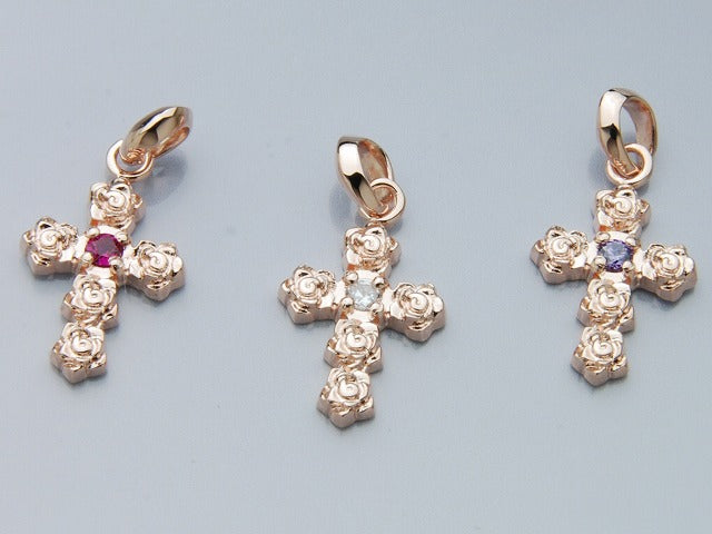 Deal Design - Rose Cross Necklace : Pink Gold Plating 2