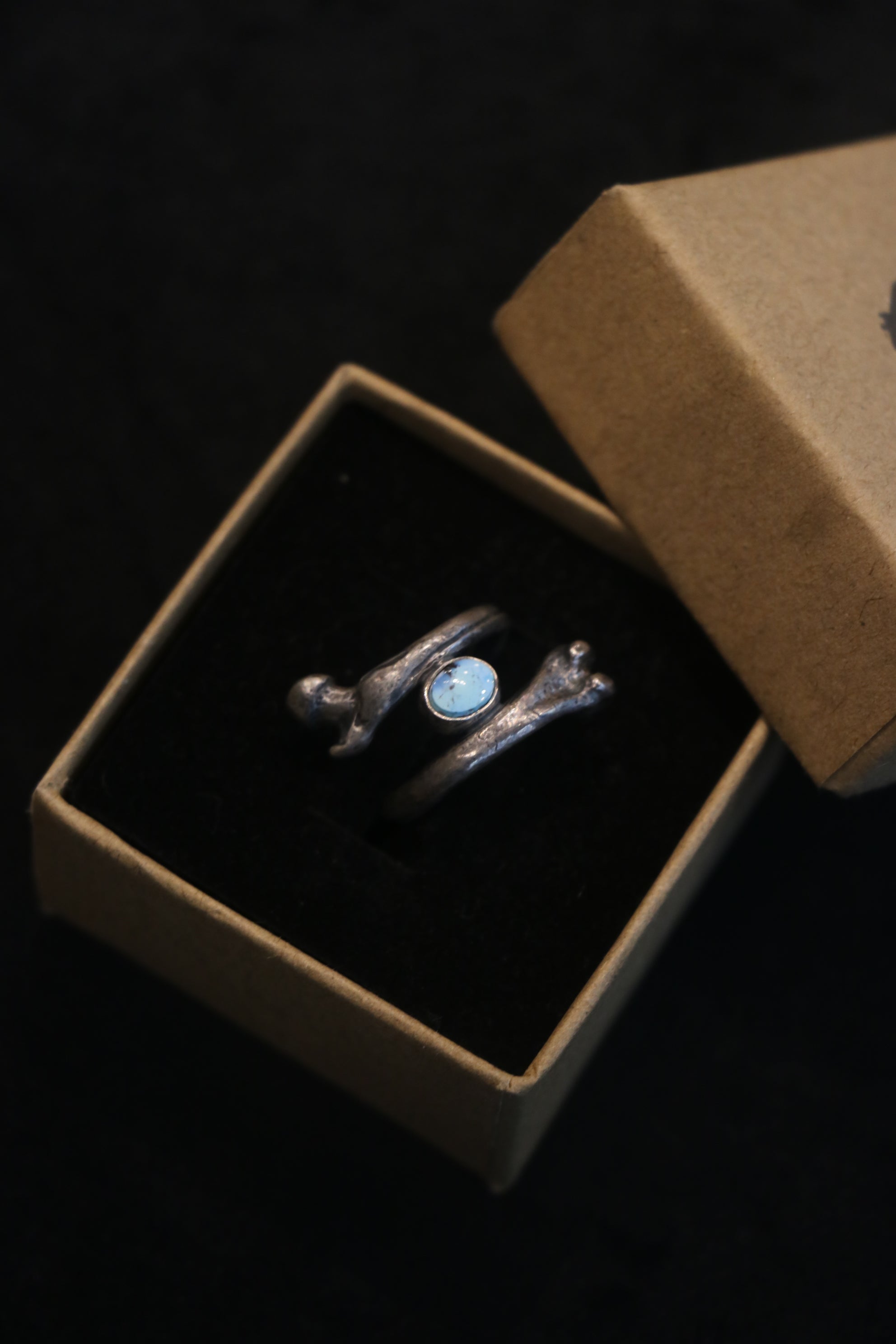 Nine Metal Double Bone Ring w/ Golden Hills Turquoise