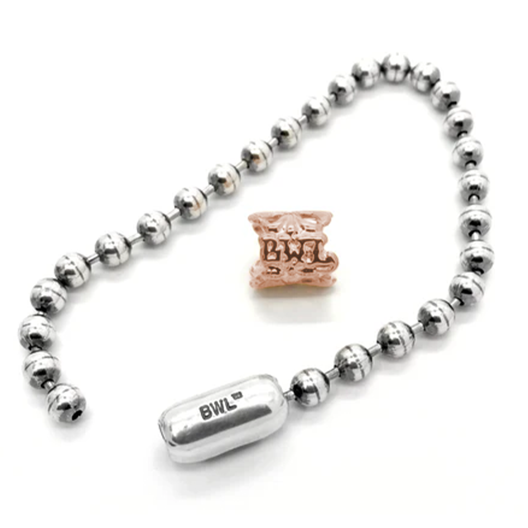 B536-C Ball Chain Bracelet with 18k ROSE GOLD Plated Cross Basket