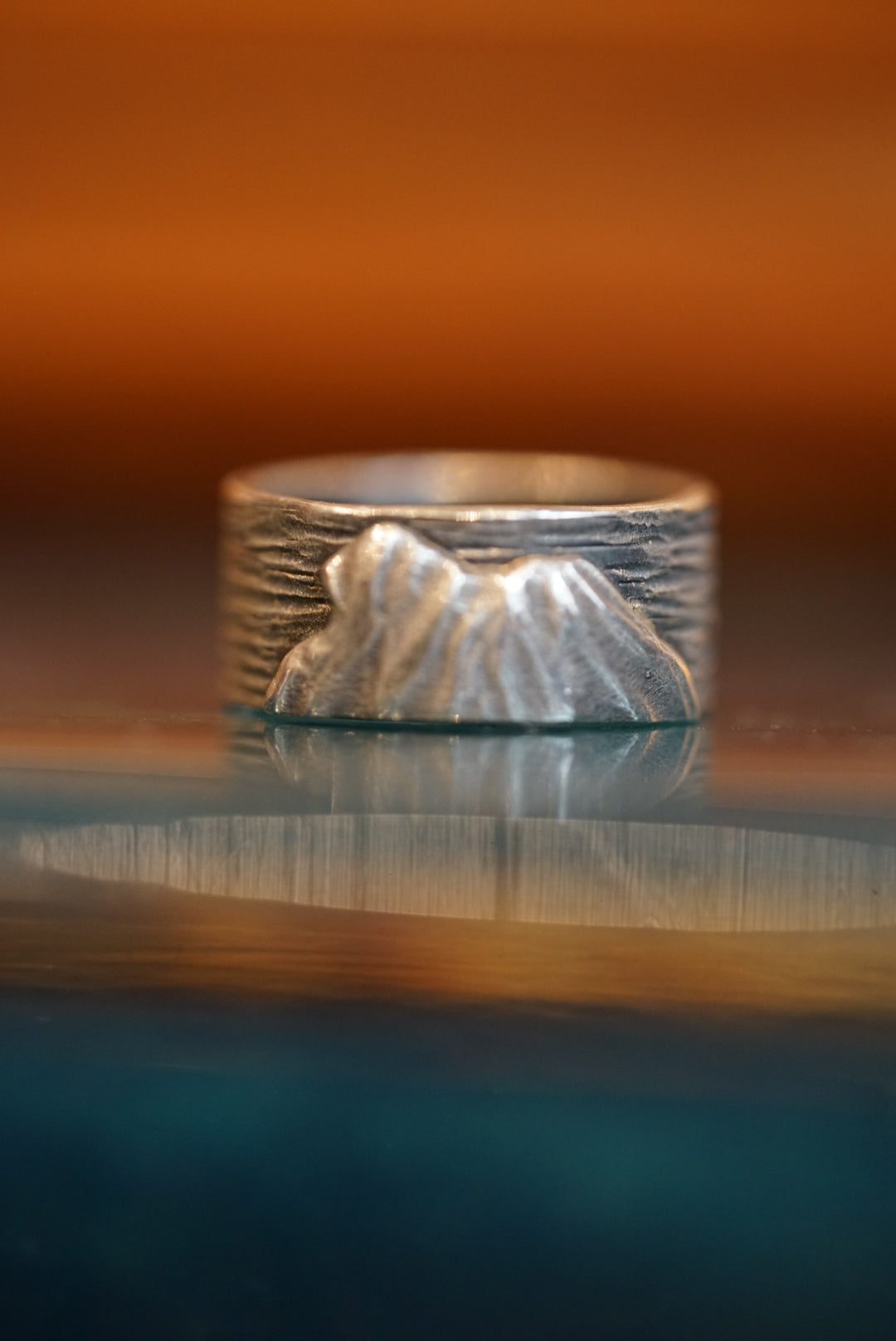 Nine Metal 925 Silver Lion Rock Ring