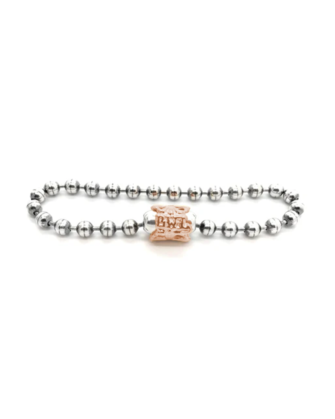B536-C Ball Chain Bracelet with 18k ROSE GOLD Plated Cross Basket