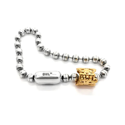 B536-C Ball Chain Bracelet with 18K Gold Plated Cross Basket