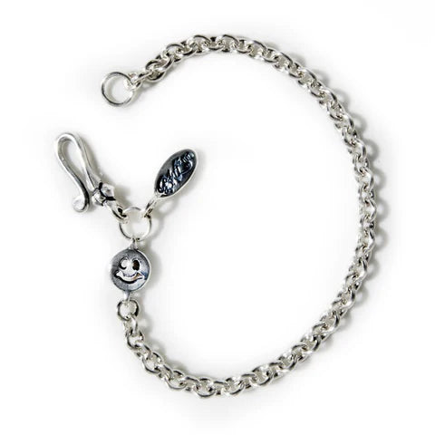 B596 Round Chain Link Bracelet with Tiny Charm and Oval BWL Tag
