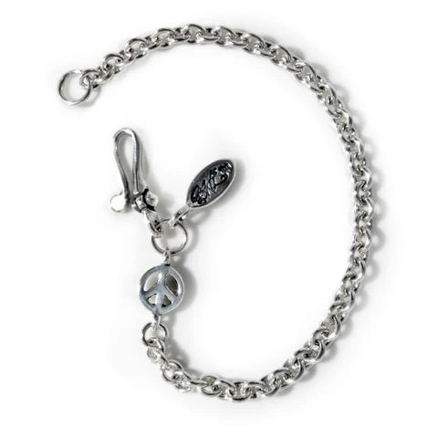 B596 Round Chain Link Bracelet with Tiny Charm and Oval BWL Tag