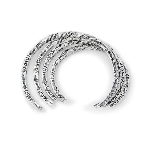 B608 Graffiti Square Thin Twist Bangle