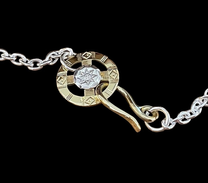 Albatory 18K Gold Hook 18K Gold Wheel with PT900 point Silver Chain
