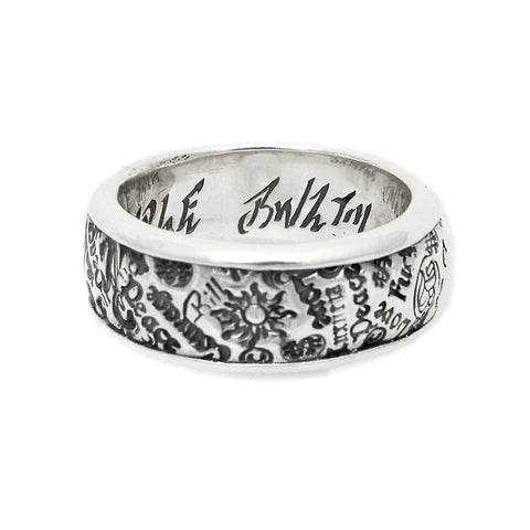 R379 Banded Graffiti Ring