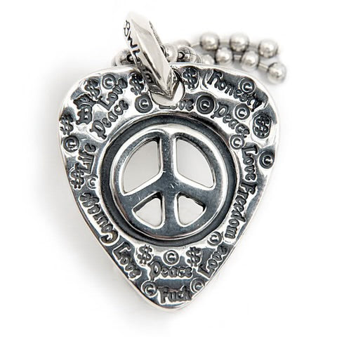 DT635 Graffiti Pick Dog Tag with Peace Signs and Ball Chain