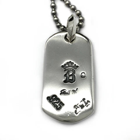 DT637 Graffiti Dog Tag with 2 Hearts, Skull, Crossbones and Ball Chain