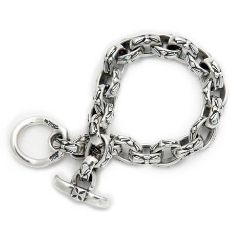 B568 Immortal Cross Link Bracelet with Bent Cross T-Bar