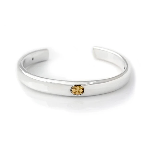 B609 BWL Bracelet - "C" Cross Bangle with 18k (Y) Gold Cross