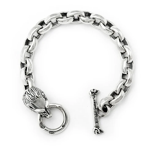 B592 Chain Link Bracelet with Wolf