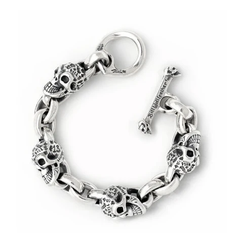 B597 Graffiti Vintage Skull Chain Link Bracelet