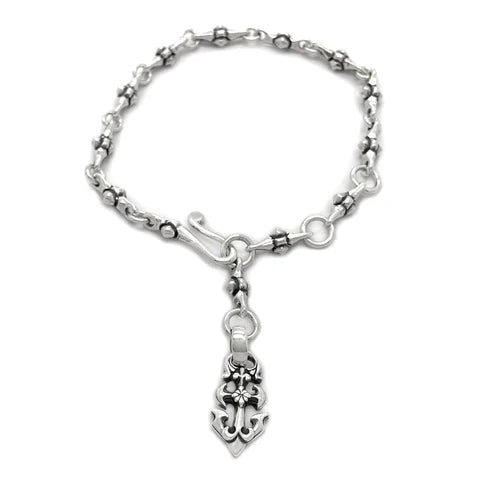 B520 Men's Small Cross with Anchor Fob Bracelet