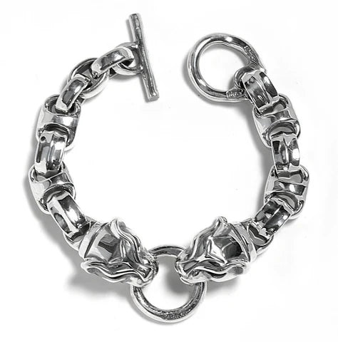 B545S Panther w/Hide Bracelet with Stone Eyes