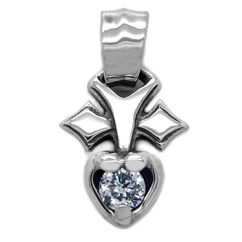 C319 Pierced Heart with Stone Charm