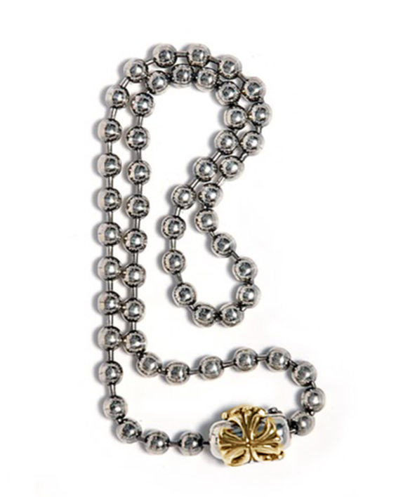 N863 18K Gold Plated Large Ball Chain Silver 5.5 mm