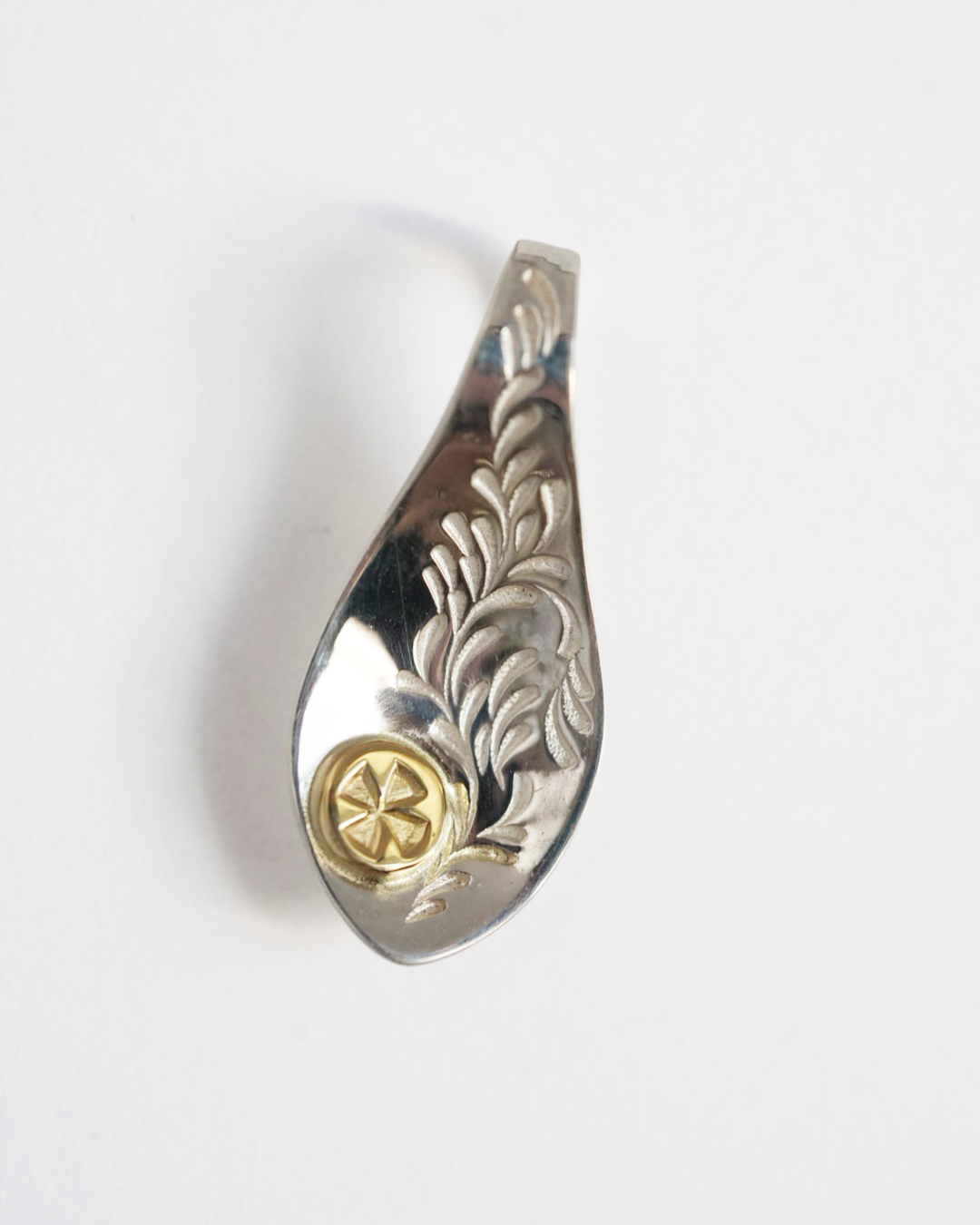 Silver Dollar Craft 18K Gold Point Silver Arabesque Spoon Pendant S