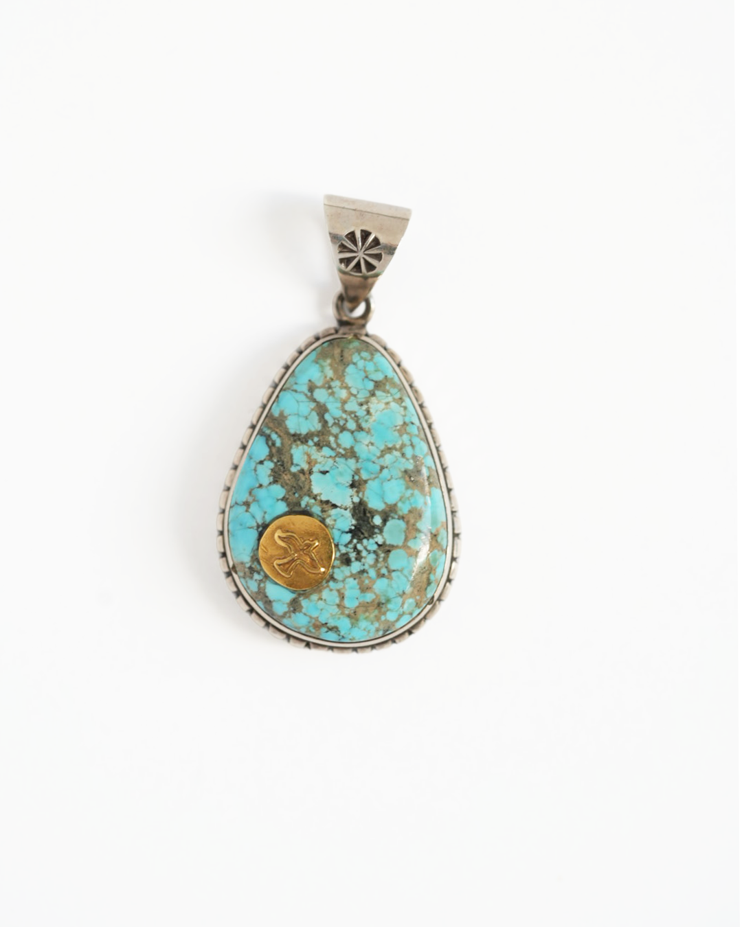 Silver Dollar Craft 18K Gold Point Morenci Turquoise Pendant