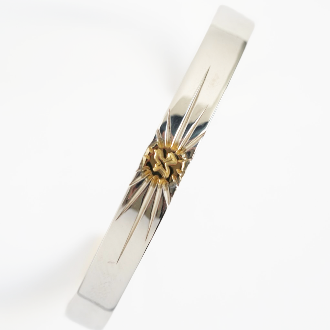 Silver Dollar Craft 8mm 18K Gold Radiation Flat Bangle