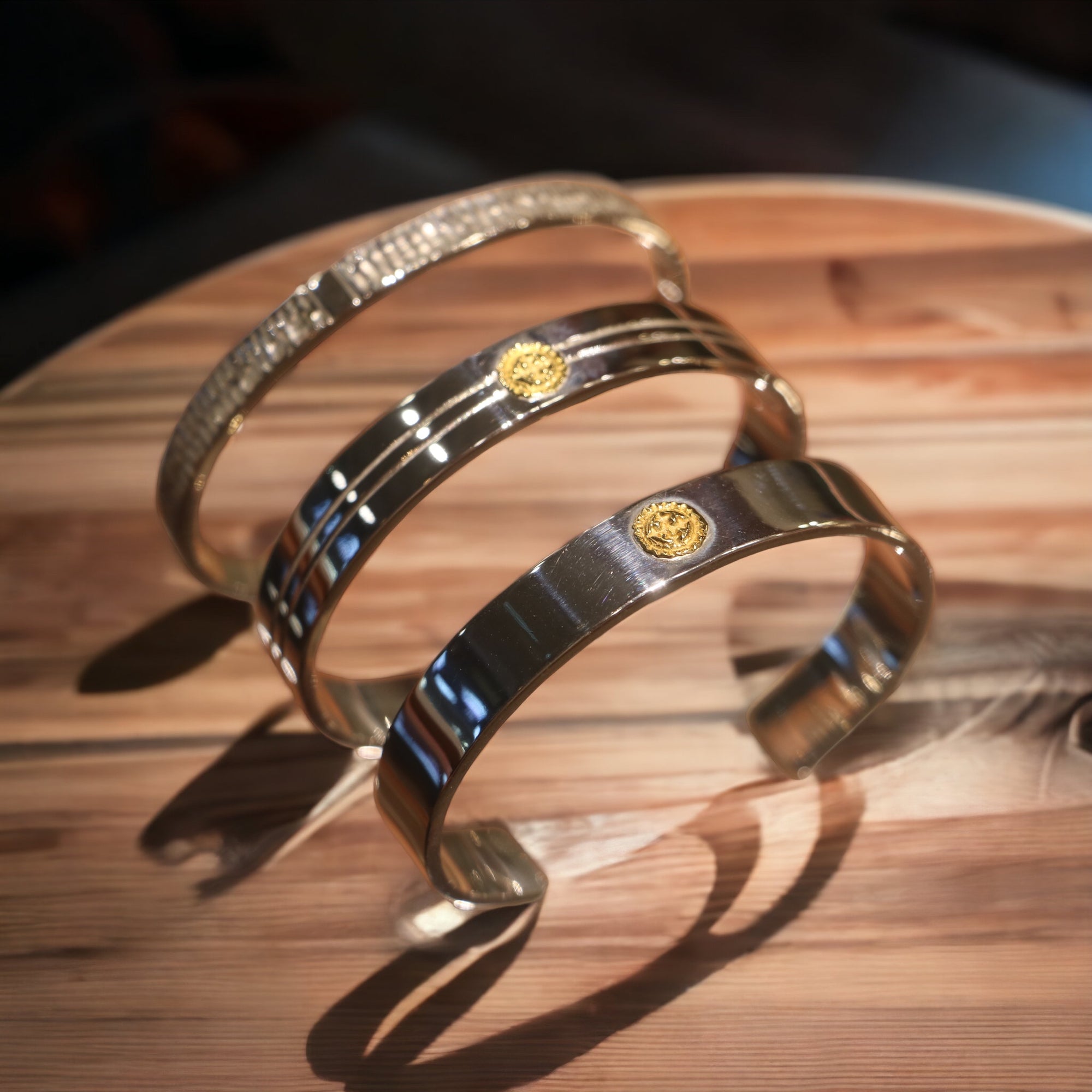 高瀬豪太 Sunshine Studio - 24Kt Gold Point Double Flat Line Bangle_4