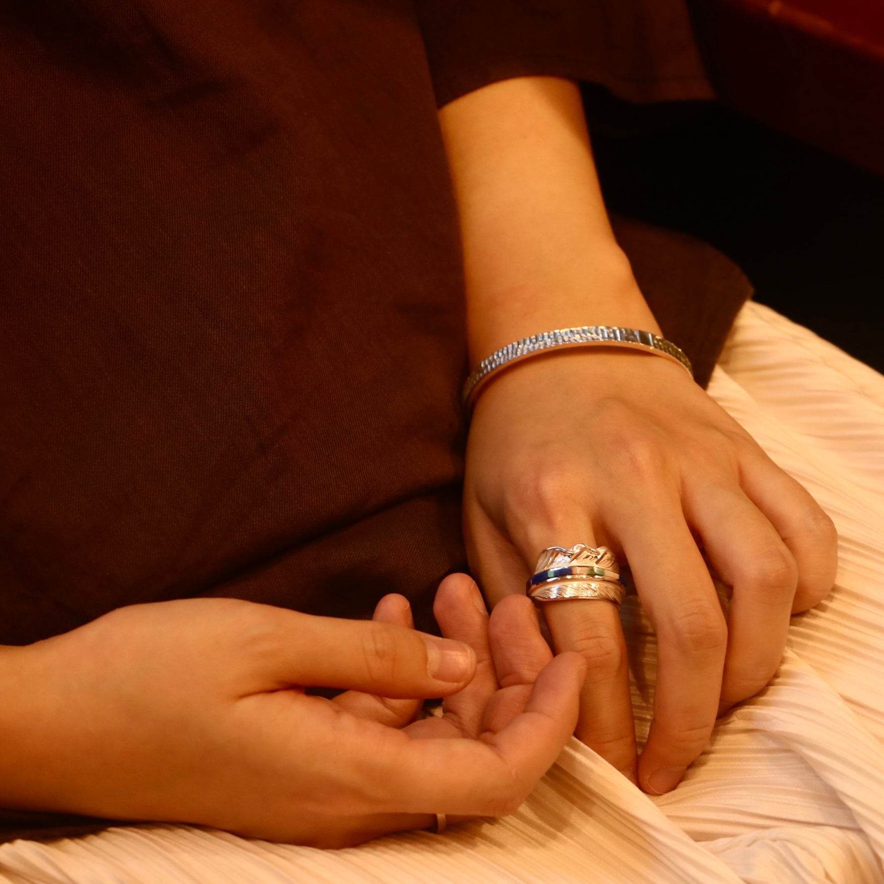 高瀬豪太 Sunshine Studio - Silver Feather Ring S Turquoise Inlay_6