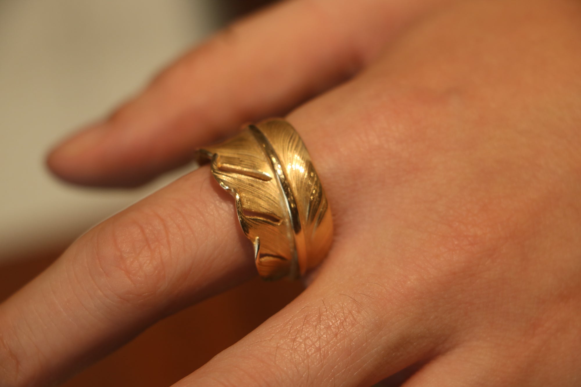 高瀬豪太 Sunshine Studio 18K Gold Feather Ring L_5