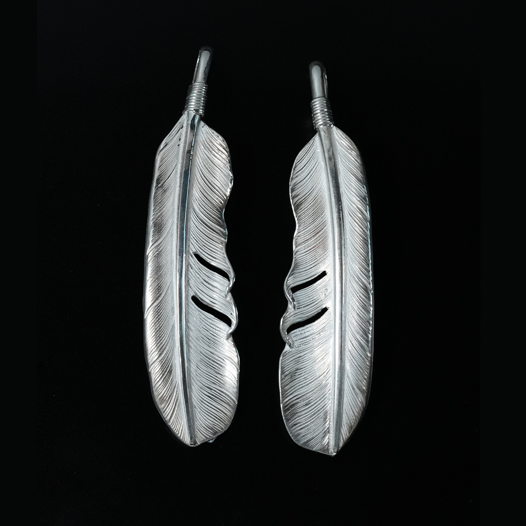 Silver Feather Pendant L