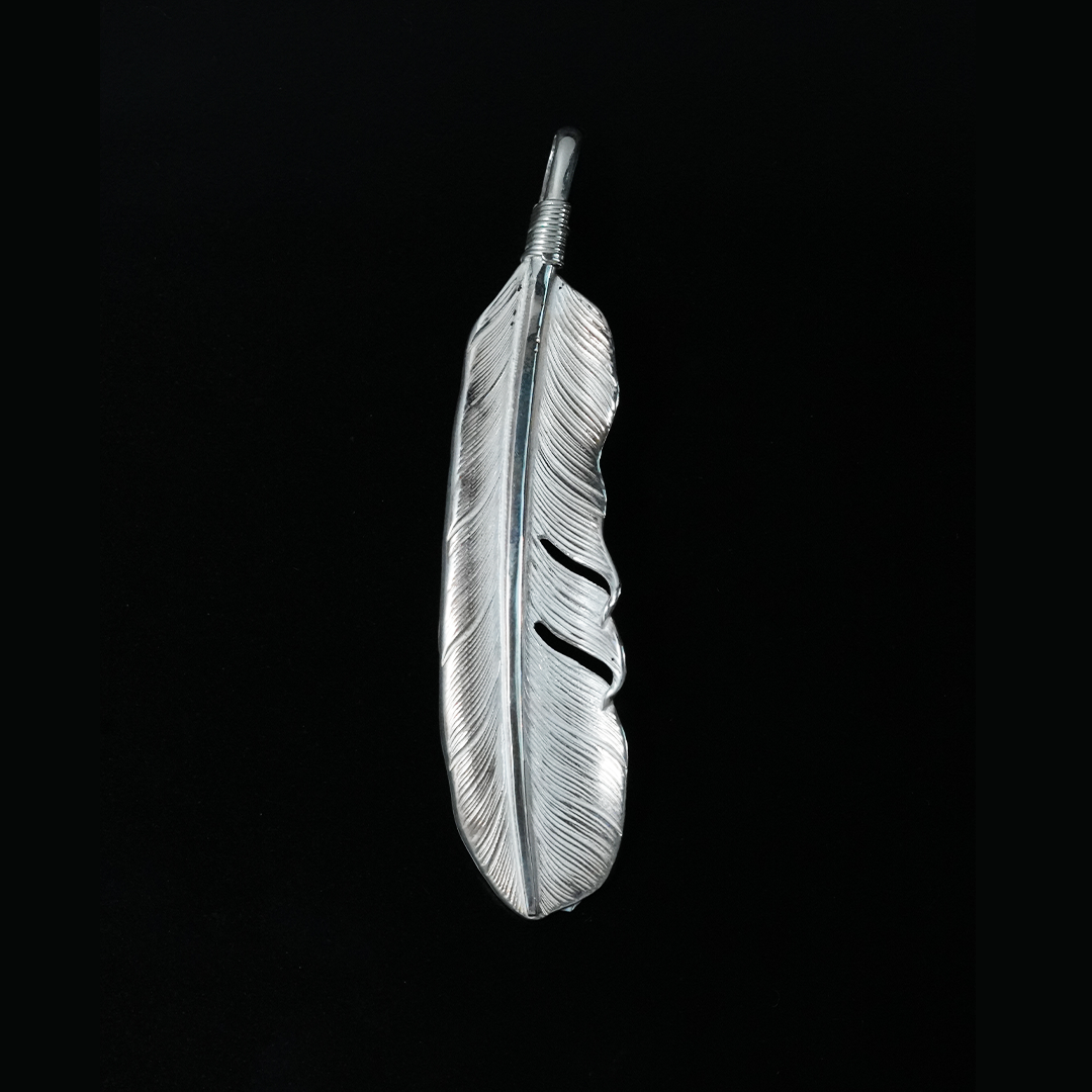 Silver Feather Pendant L
