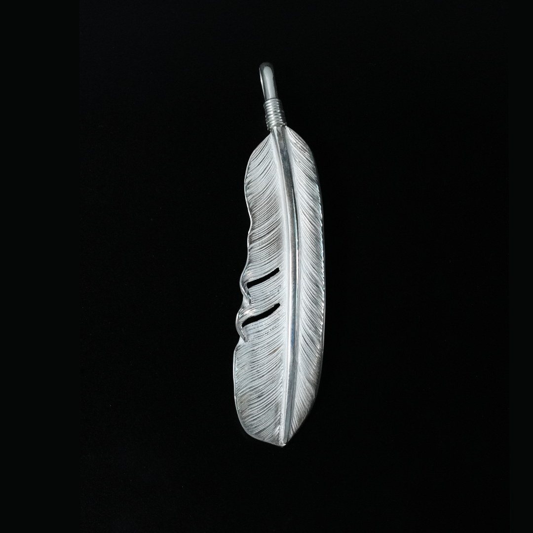 Silver Feather Pendant L
