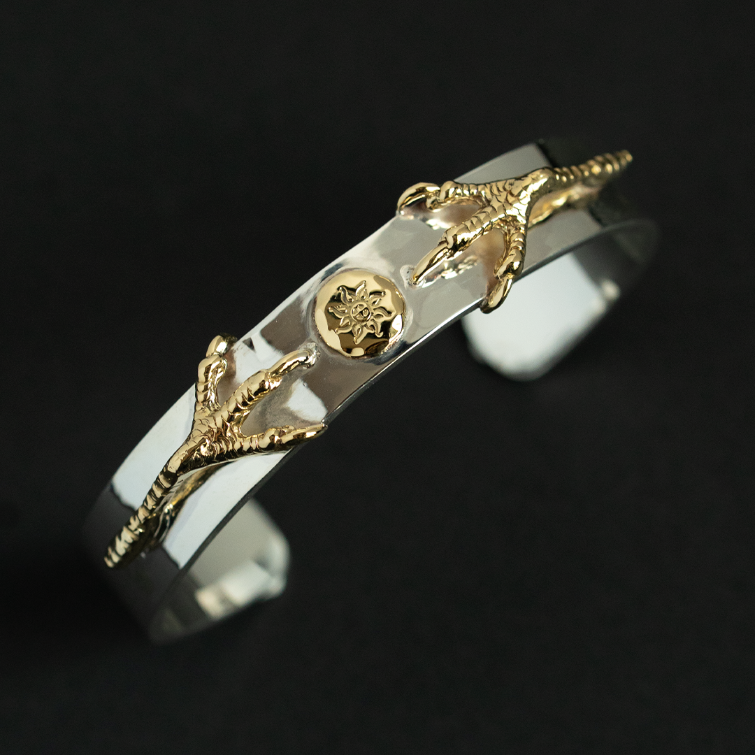 Albatory 18K Gold Double Gold Claw Gold Point Silver Bangle