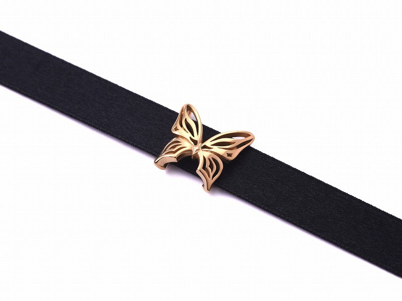 Deal Design Satin Ribbon Choker: Studded Butterfly