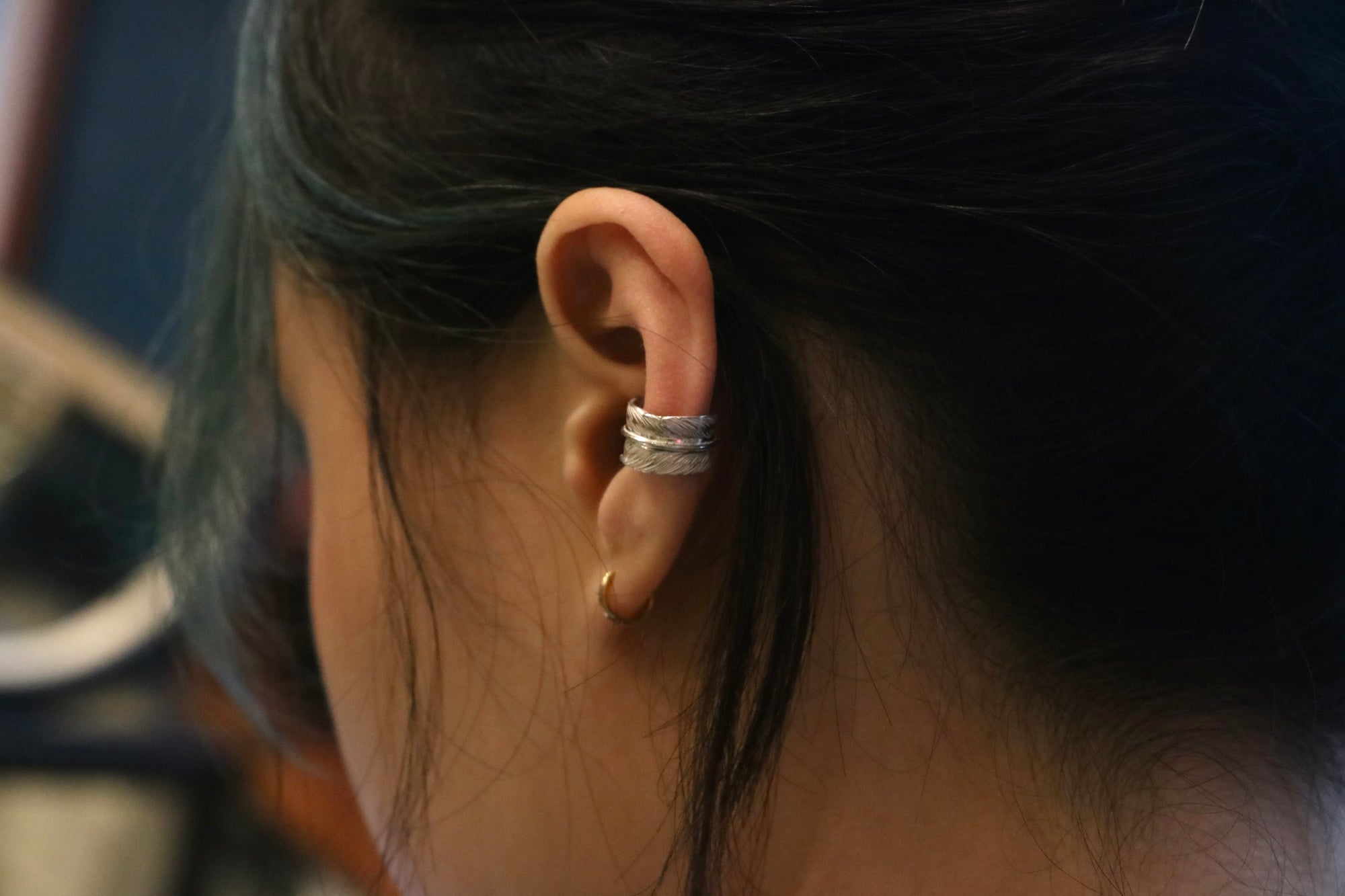 Ninemetal Silver Feather Ear Cuff