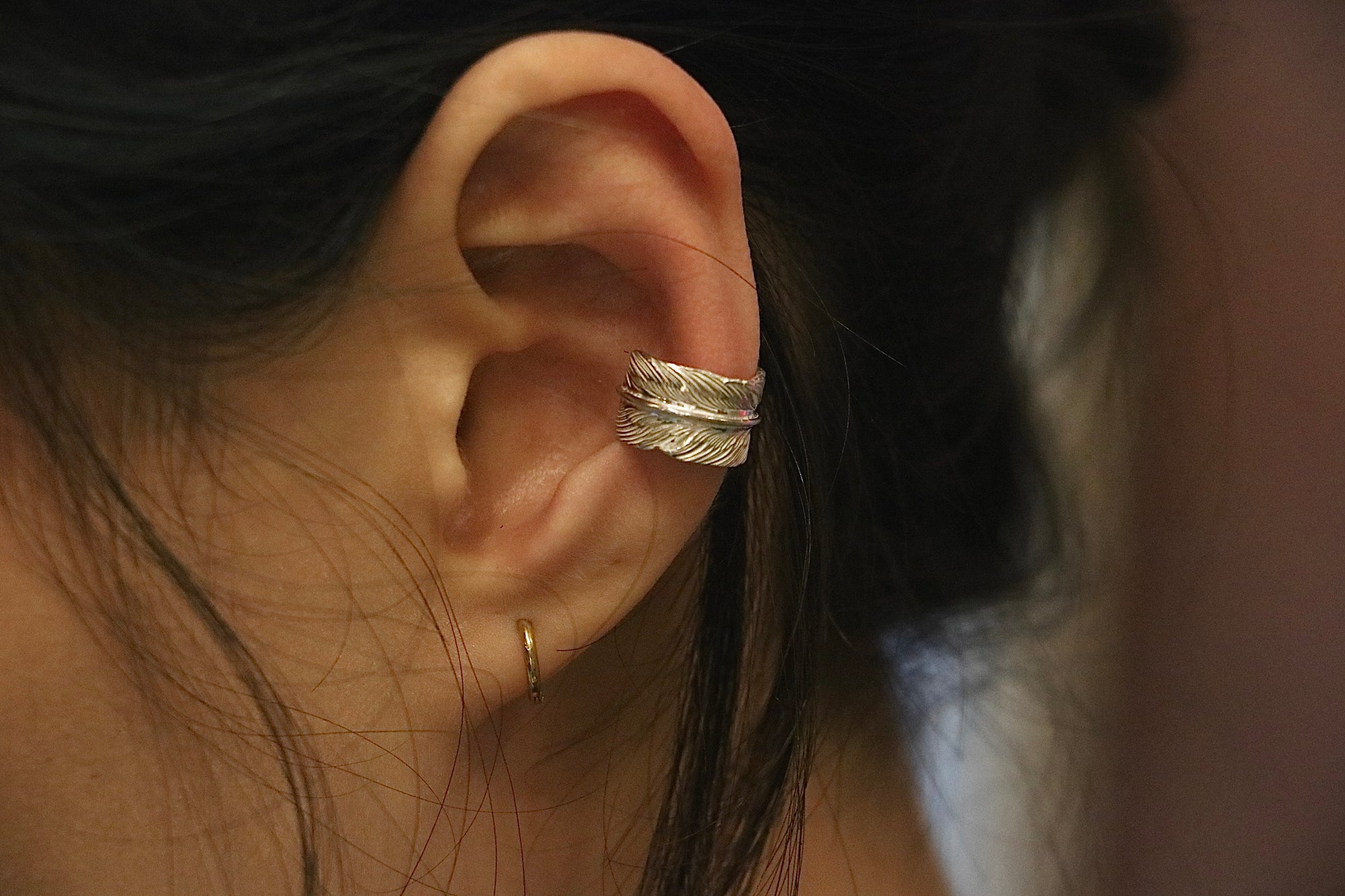 Ninemetal Silver Feather Ear Cuff