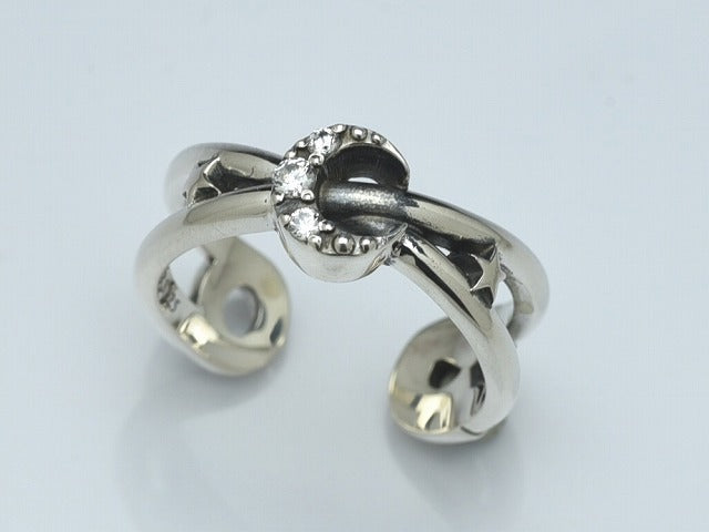 Safety Pin Moon Ring