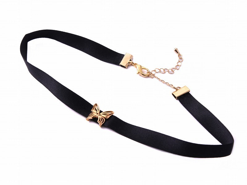 Deal Design Satin Ribbon Choker: Studded Butterfly