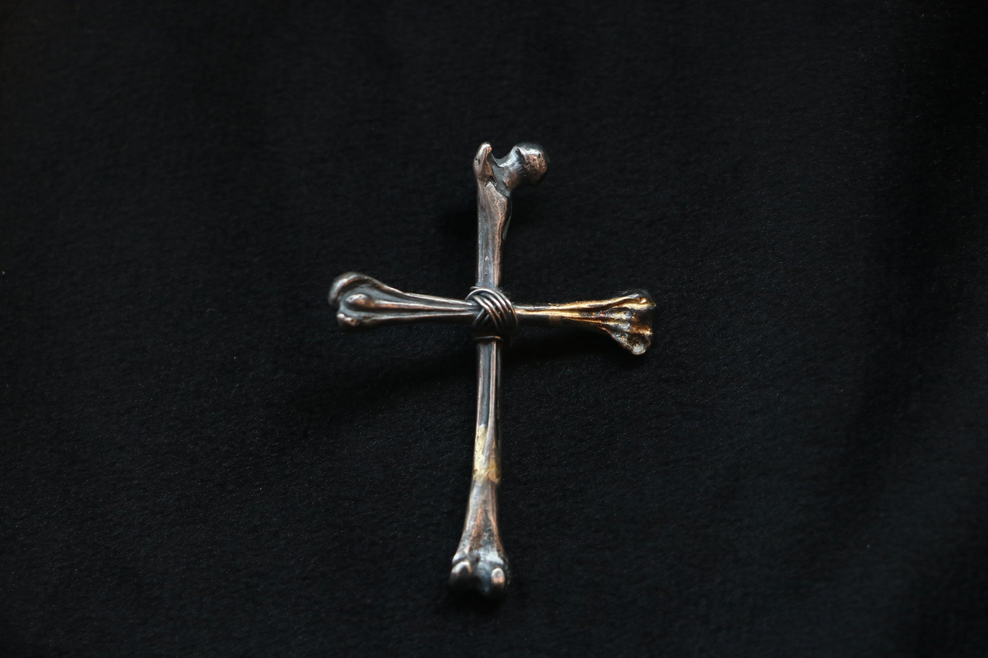 18K Braze Bone Cross Pendant