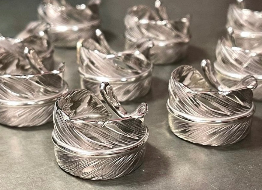 Albatory 925 Silver Feather Ring