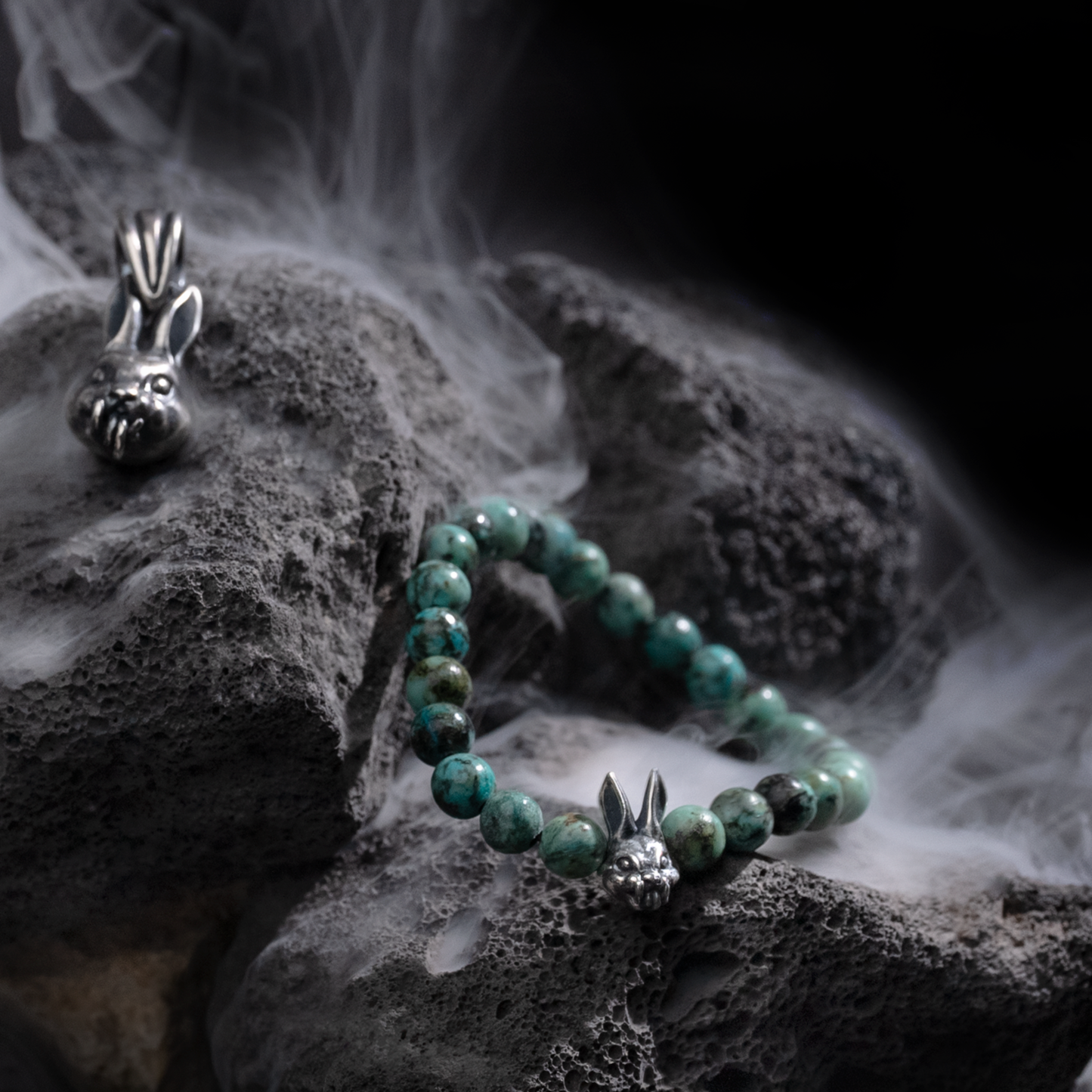 Mad Cult Evil Rabbit Stone Bracelet