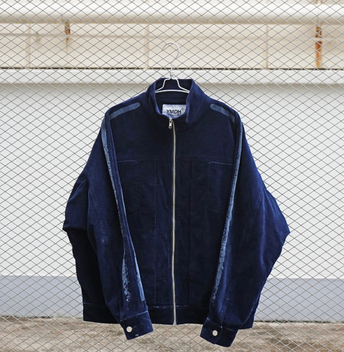 CALLIGRAPHY LASER PRINT DENIM VELVET TRACKSUIT