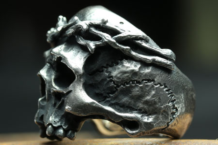 Mad Cult hk Jesus Skull Head I 純銀荊棘戒指