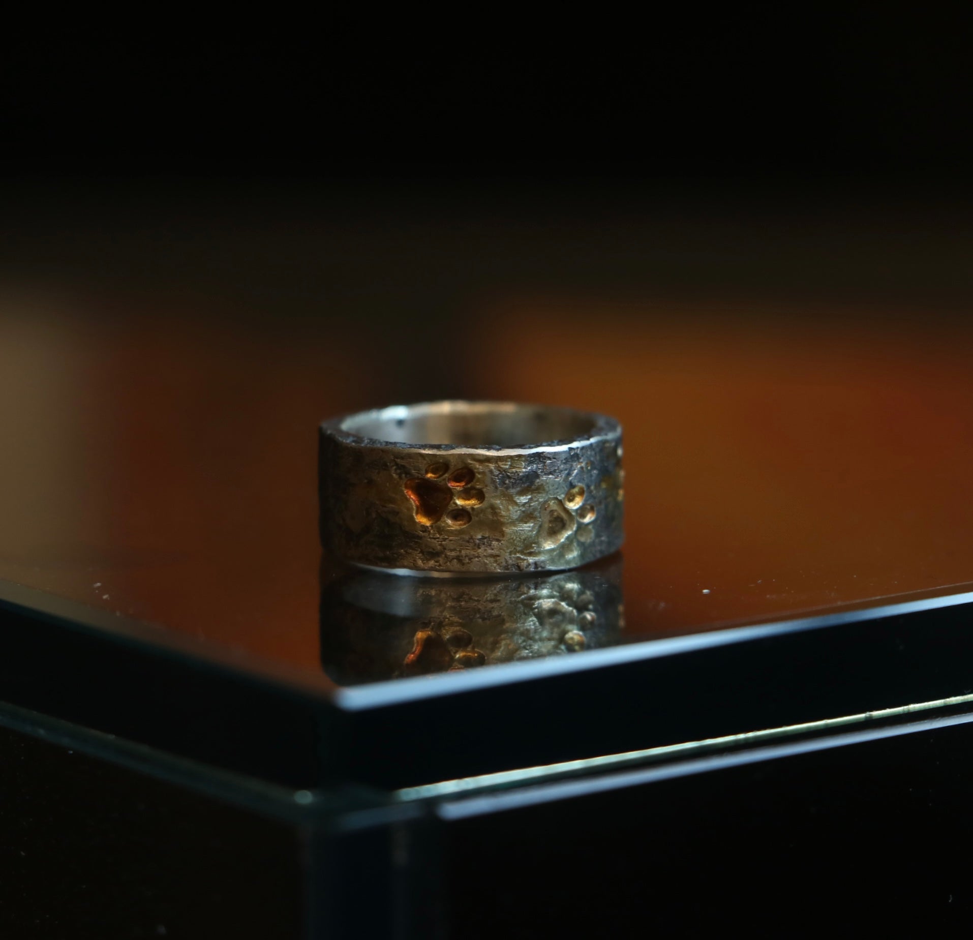 18K Braze Cat Footprint Ring/Rough