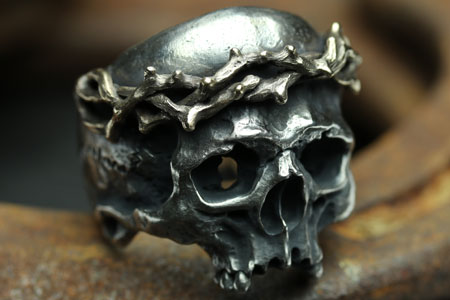 Mad Cult hk Jesus Skull Head III 銅質荊棘戒指